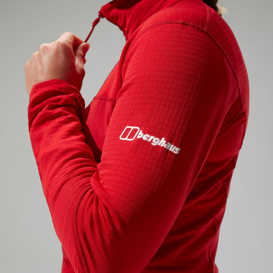 las mujeres del mtn areté lb media cremallera - rojo berghaus
