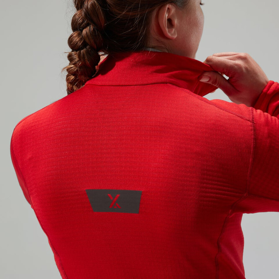 las mujeres del mtn areté lb media cremallera - rojo berghaus