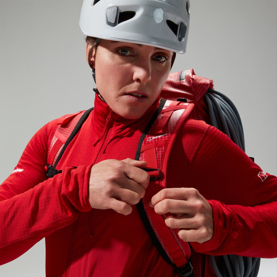 las mujeres del mtn areté lb media cremallera - rojo berghaus