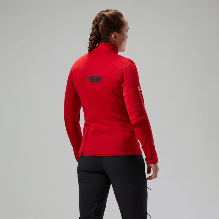 las mujeres del mtn areté lb media cremallera - rojo berghaus