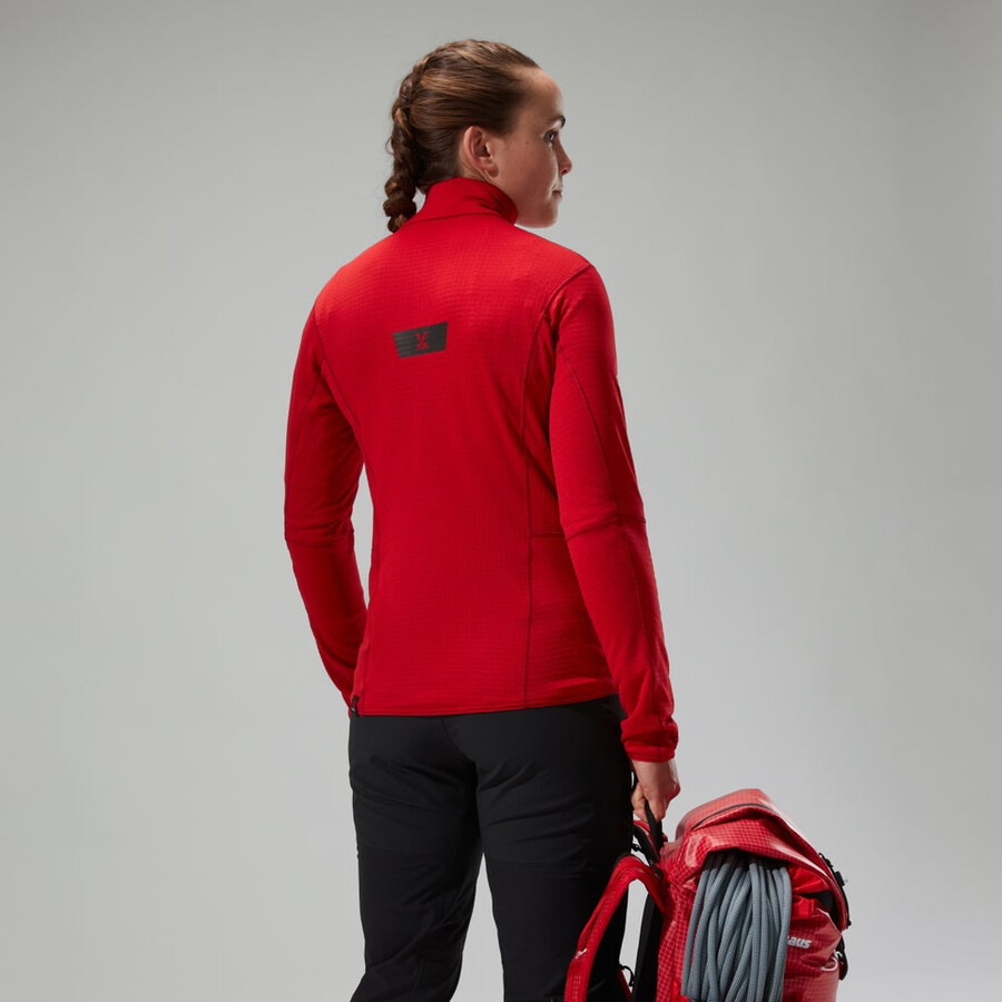 las mujeres del mtn areté lb media cremallera - rojo berghaus