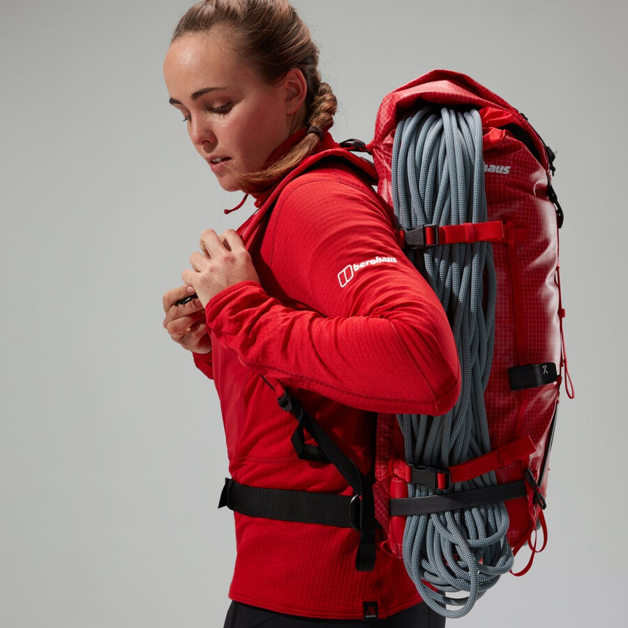 las mujeres del mtn areté lb media cremallera - rojo berghaus
