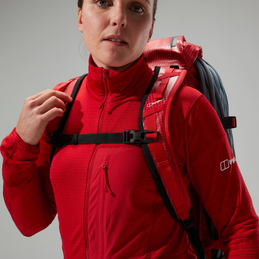 las mujeres del mtn areté lb media cremallera - rojo berghaus