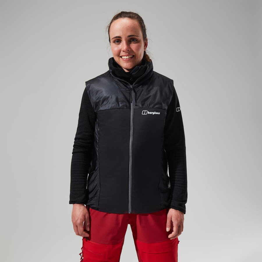 las mujeres del mtn areté lb sintético chaleco grisnegro berghaus
