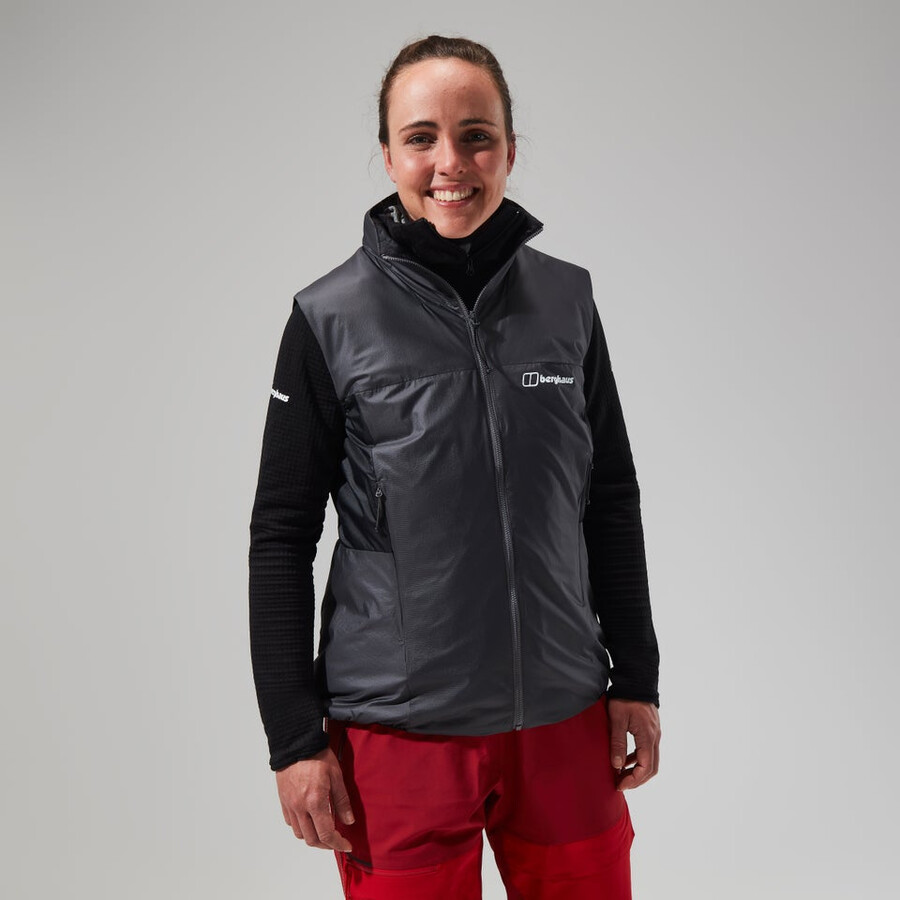 las mujeres del mtn areté lb sintético chaleco grisnegro berghaus