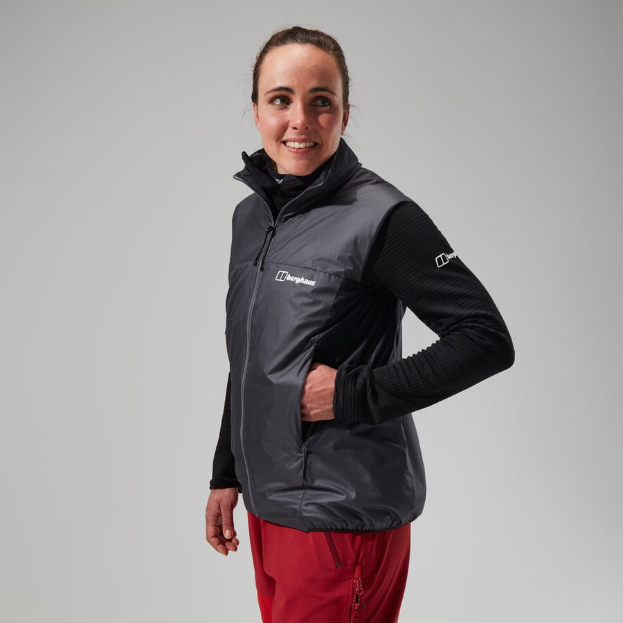 las mujeres del mtn areté lb sintético chaleco grisnegro berghaus