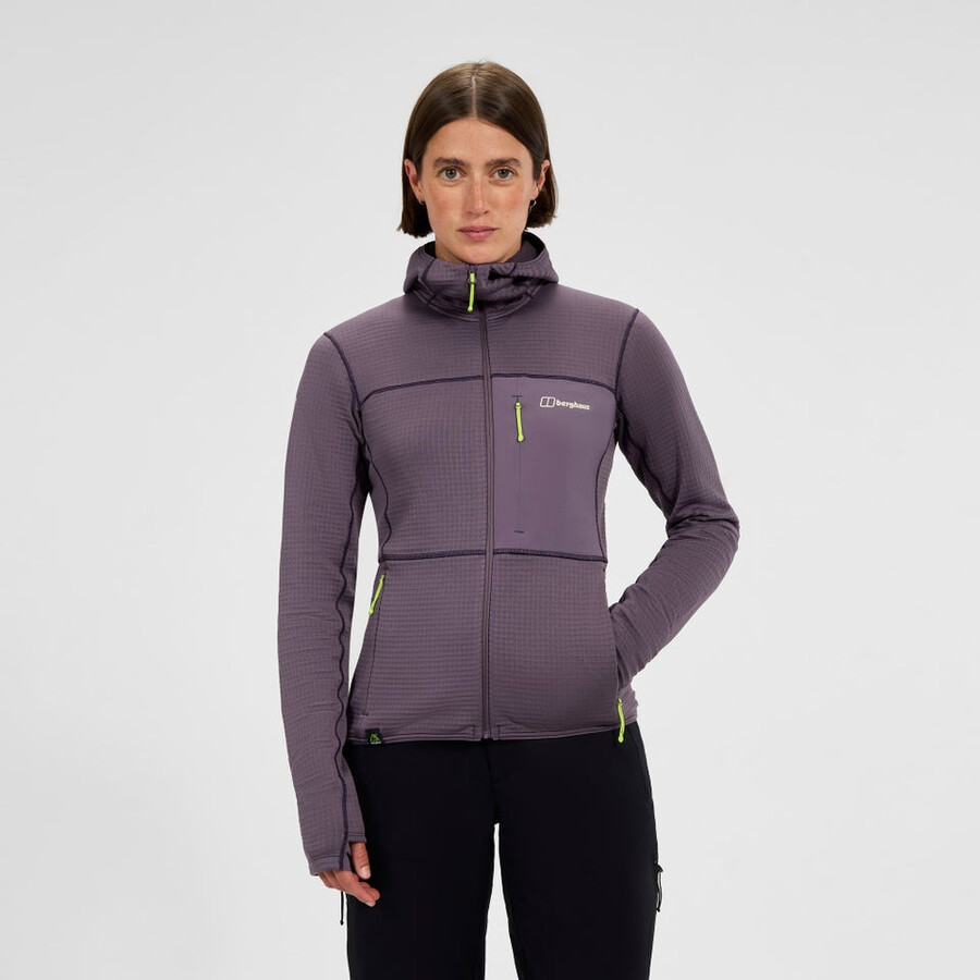 la mujer ridge-excursionista chaqueta con capucha púrpura berghaus