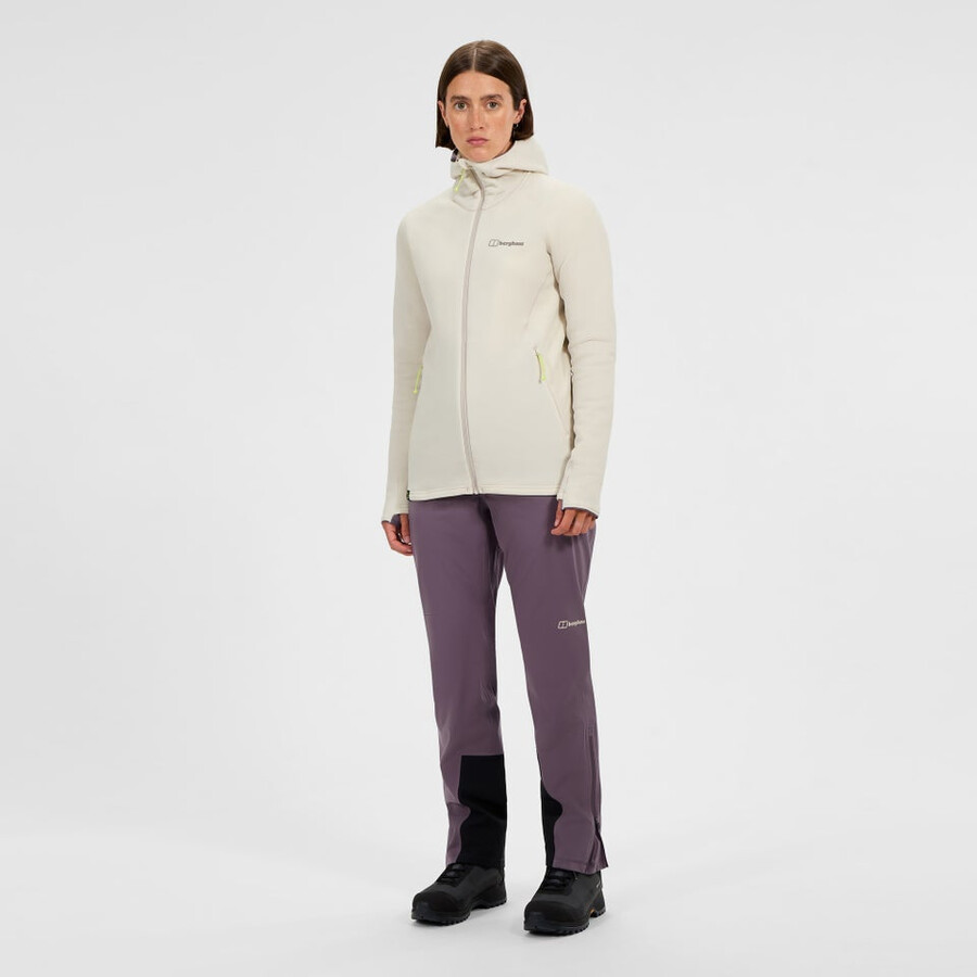 las mujeres cinética del powerstretch con capucha - gris berghaus
