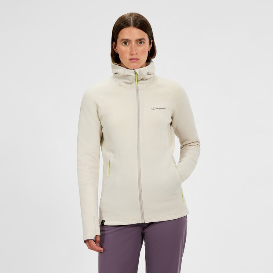 las mujeres cinética del powerstretch con capucha - gris berghaus