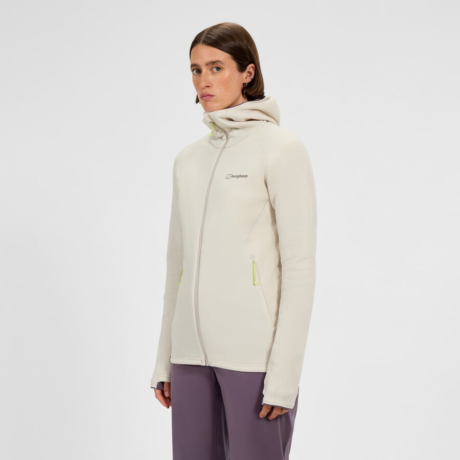 las mujeres cinética del powerstretch con capucha - gris berghaus
