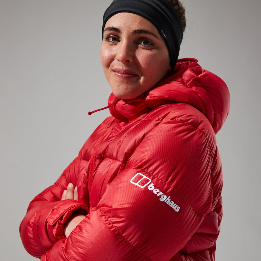 las mujeres del mtn areté ultra abajo con capucha - rojo berghaus