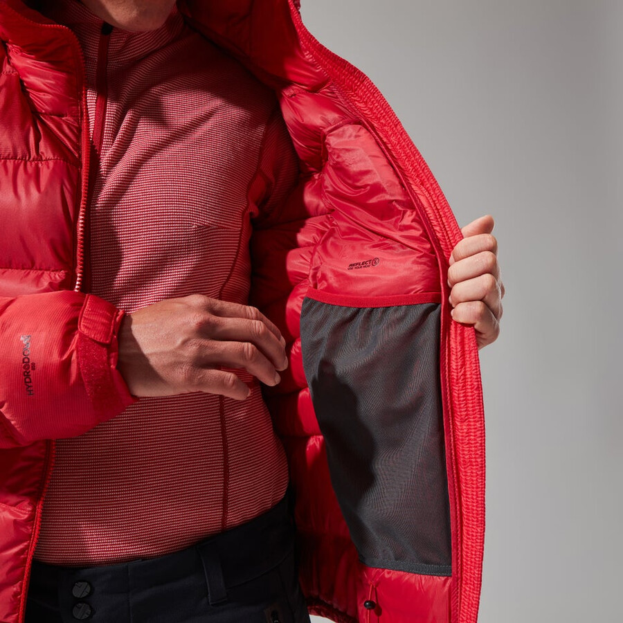 las mujeres del mtn areté ultra abajo con capucha - rojo berghaus