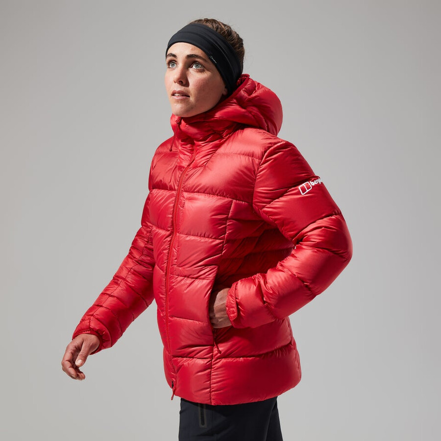 las mujeres del mtn areté ultra abajo con capucha - rojo berghaus