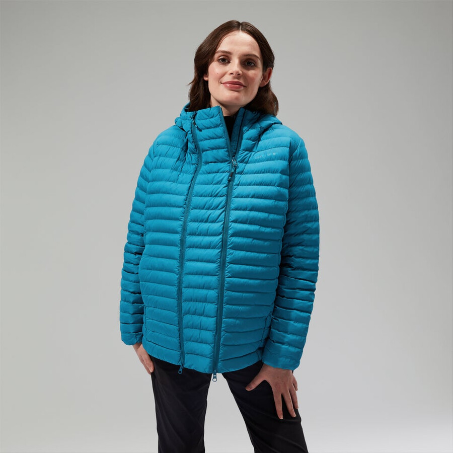 la mujer nula con capucha de la maternidad 2in1 chaqueta turquesa berghaus