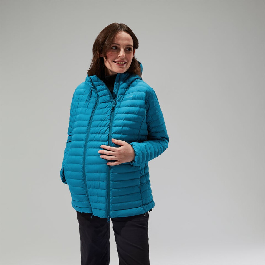 la mujer nula con capucha de la maternidad 2in1 chaqueta turquesa berghaus