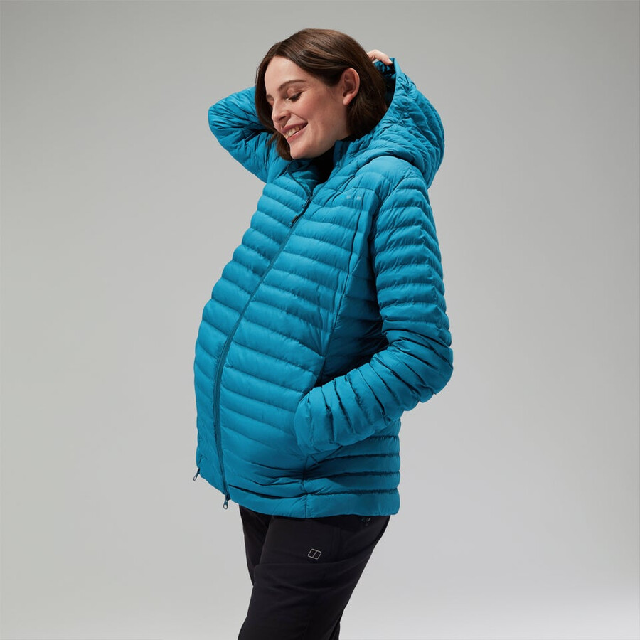 la mujer nula con capucha de la maternidad 2in1 chaqueta turquesa berghaus