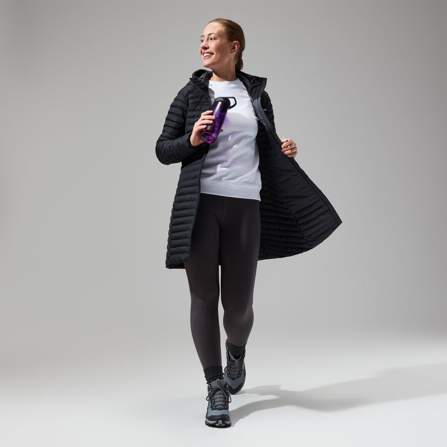 la mujer nula micro chaqueta larga - negro berghaus