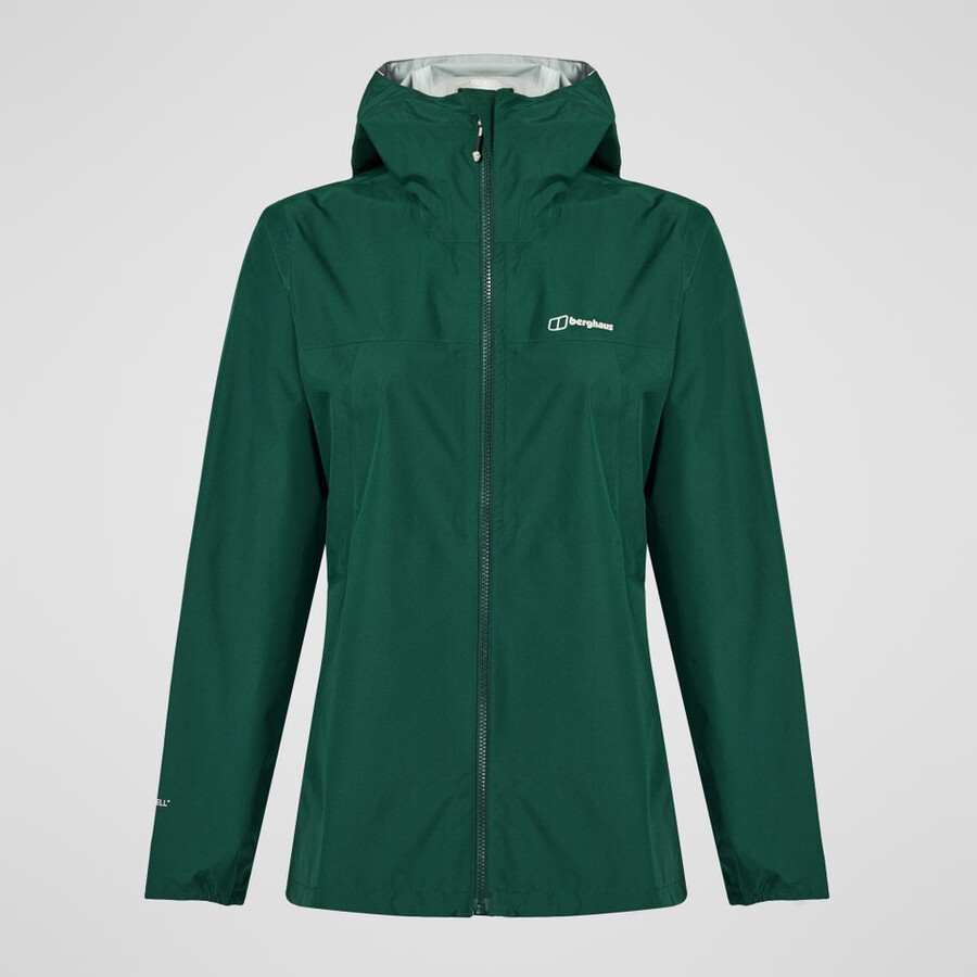 las mujeres del diluvio pro 3.0 impermeable chaqueta - verde berghaus