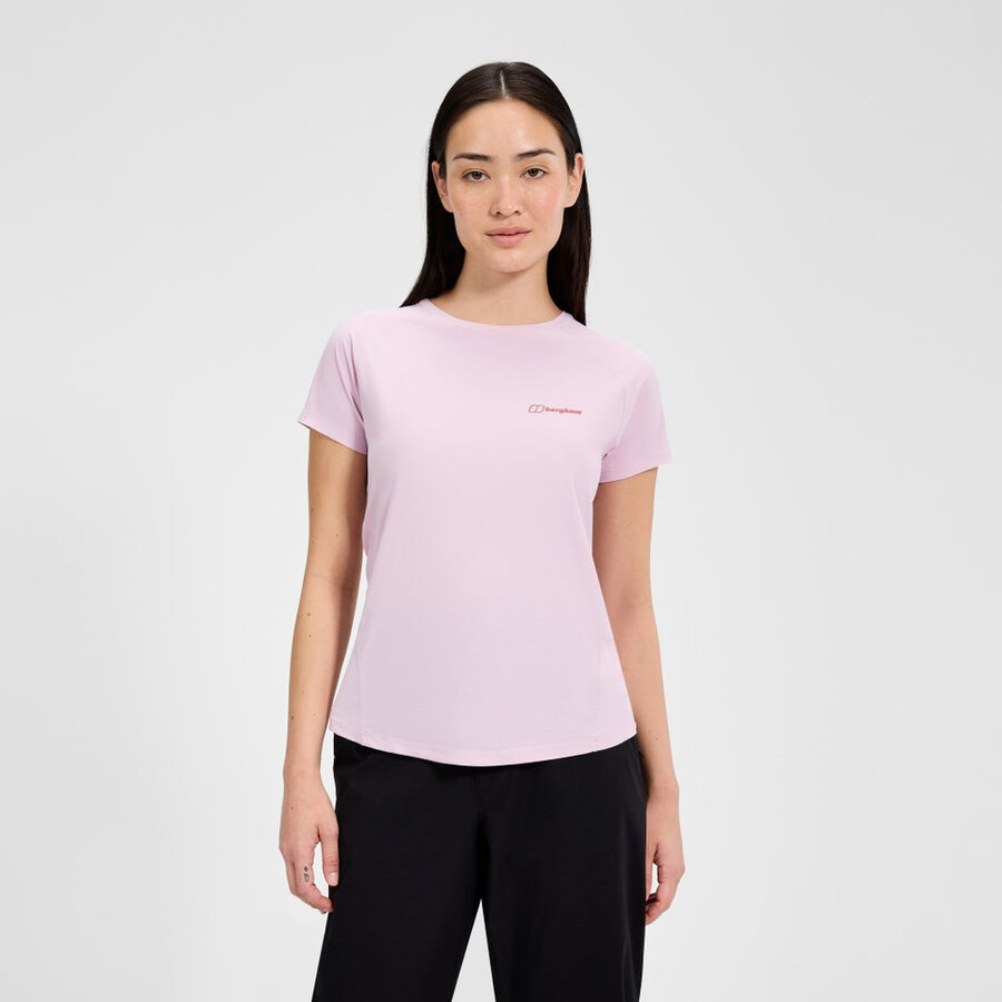 la mujer 247 de la tripulación de manga corta tech tee - rosa berghaus