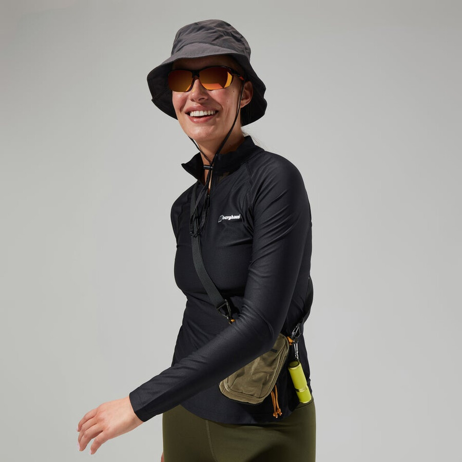 la mujer 247 tech camiseta de manga larga de la mitad de cremallera - negro berghaus