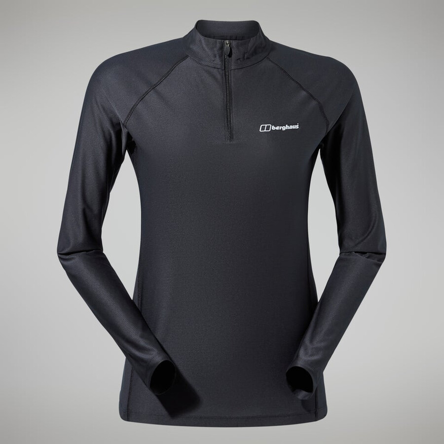 la mujer 247 tech camiseta de manga larga de la mitad de cremallera - negro berghaus