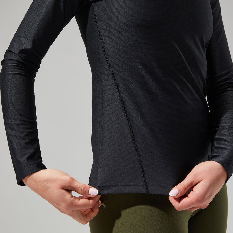 la mujer 247 tech camiseta de manga larga de la mitad de cremallera - negro berghaus