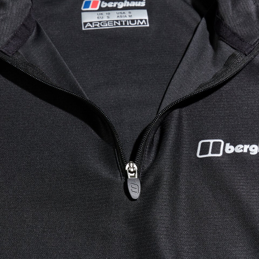 la mujer 247 tech camiseta de manga larga de la mitad de cremallera - negro berghaus