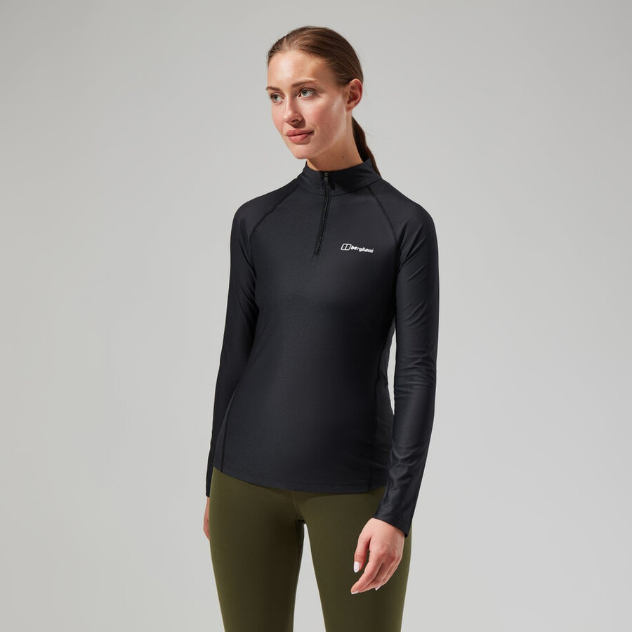 la mujer 247 tech camiseta de manga larga de la mitad de cremallera - negro berghaus