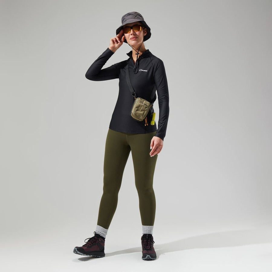 la mujer 247 tech camiseta de manga larga de la mitad de cremallera - negro berghaus