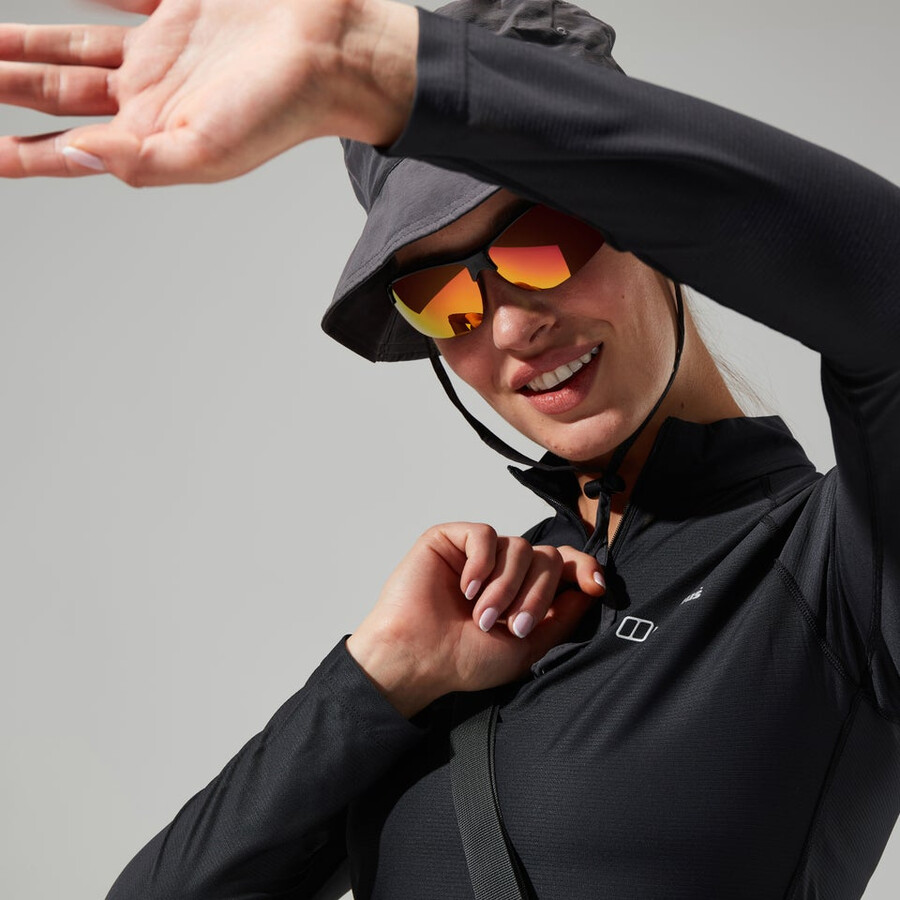 la mujer 247 tech camiseta de manga larga de la mitad de cremallera - negro berghaus
