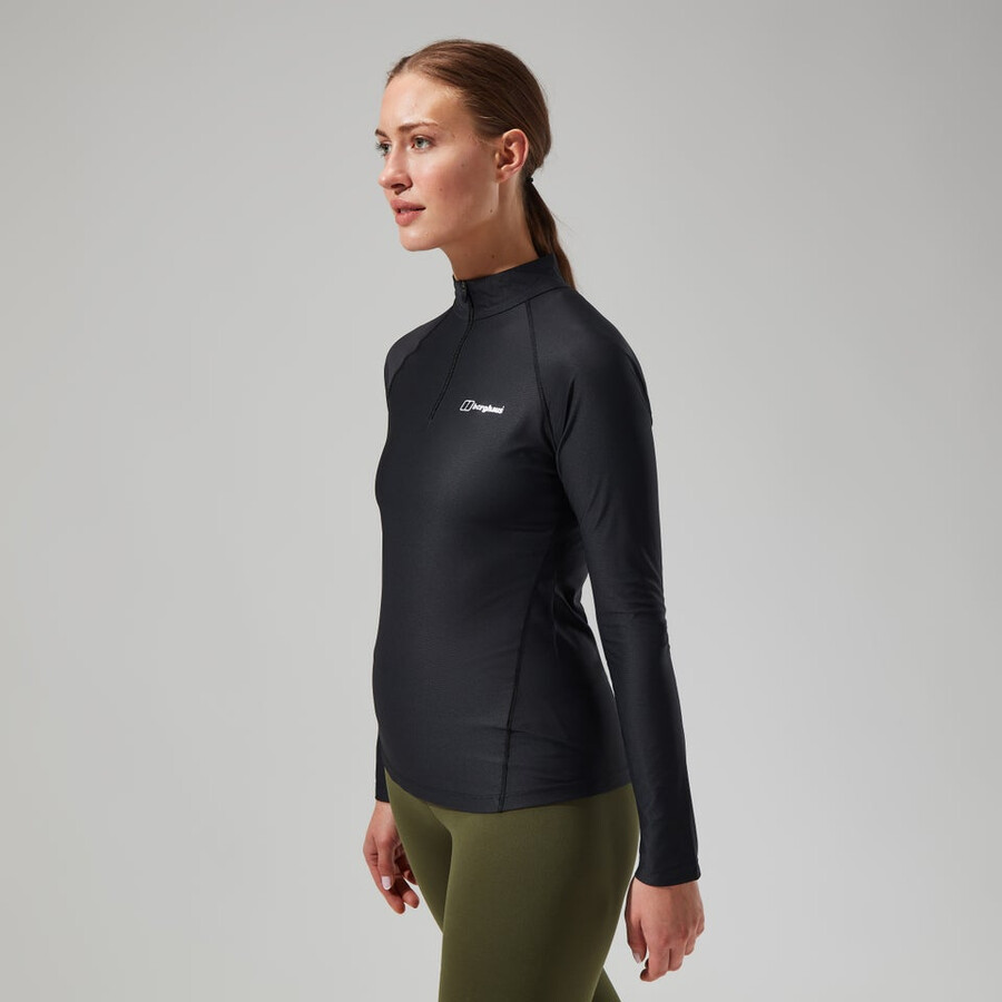 la mujer 247 tech camiseta de manga larga de la mitad de cremallera - negro berghaus