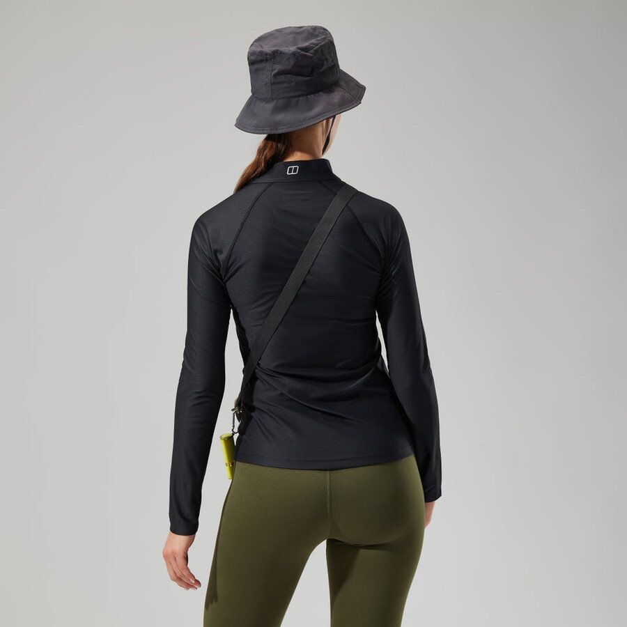 la mujer 247 tech camiseta de manga larga de la mitad de cremallera - negro berghaus