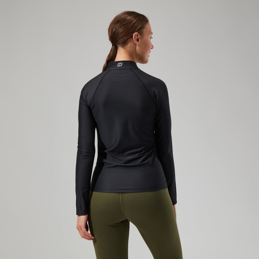 la mujer 247 tech camiseta de manga larga de la mitad de cremallera - negro berghaus