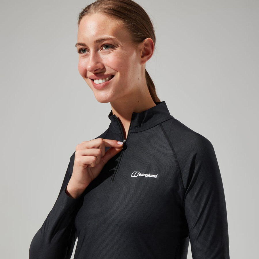 la mujer 247 tech camiseta de manga larga de la mitad de cremallera - negro berghaus
