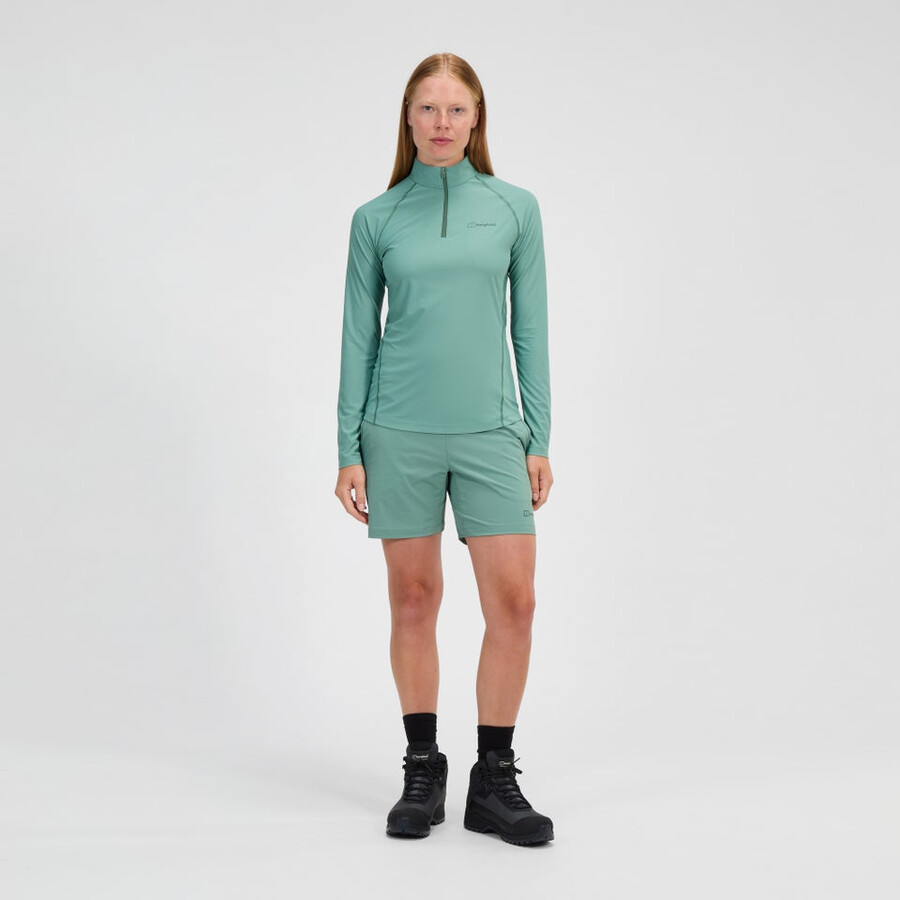la mujer 247 mitad zip tech de manga larga - camiseta verde berghaus