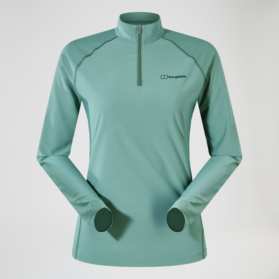 la mujer 247 mitad zip tech de manga larga - camiseta verde berghaus