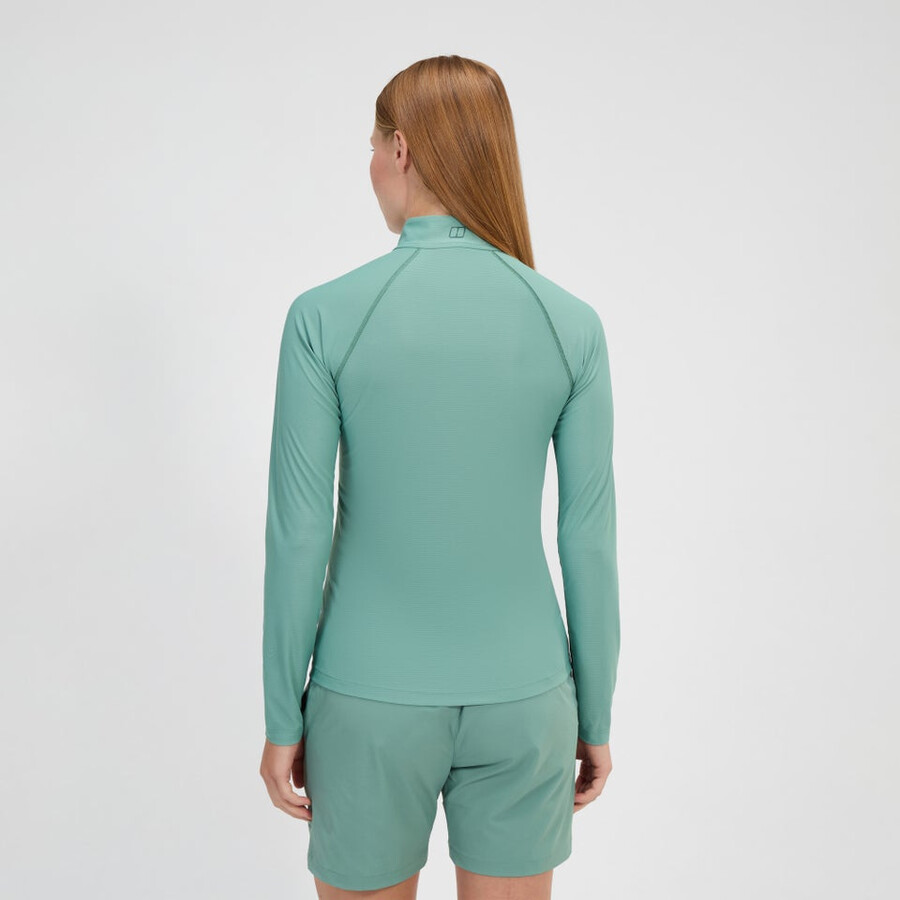 la mujer 247 mitad zip tech de manga larga - camiseta verde berghaus