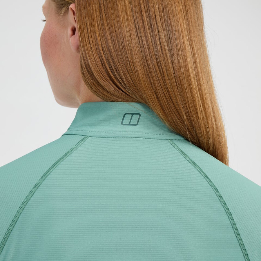 la mujer 247 mitad zip tech de manga larga - camiseta verde berghaus