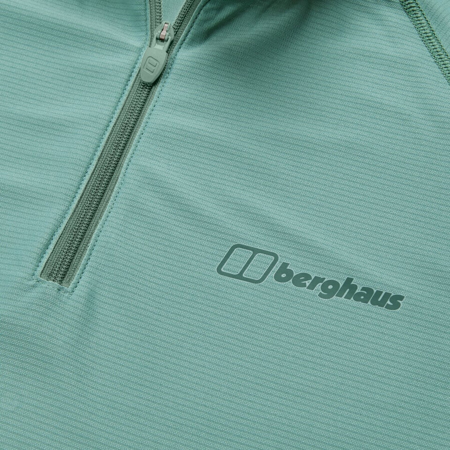 la mujer 247 mitad zip tech de manga larga - camiseta verde berghaus