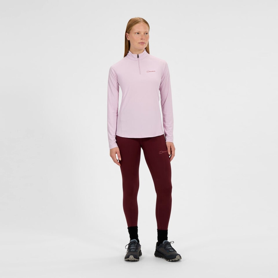 la mujer 247 mitad zip tech de manga larga camiseta - rosa berghaus
