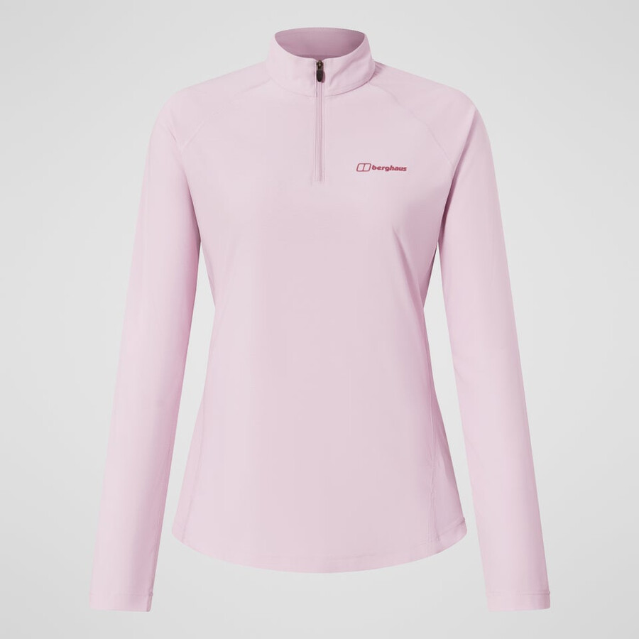 la mujer 247 mitad zip tech de manga larga camiseta - rosa berghaus