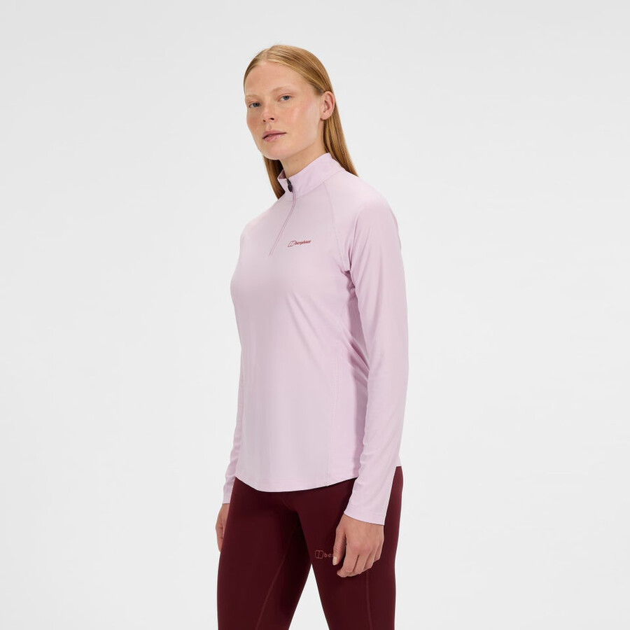 la mujer 247 mitad zip tech de manga larga camiseta - rosa berghaus