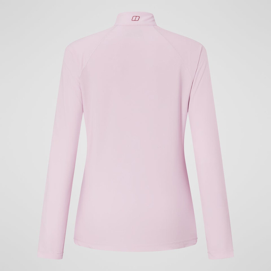 la mujer 247 mitad zip tech de manga larga camiseta - rosa berghaus