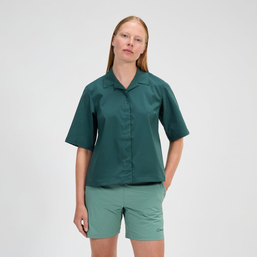 de las mujeres de manga corta explorer overshirt - verde berghaus