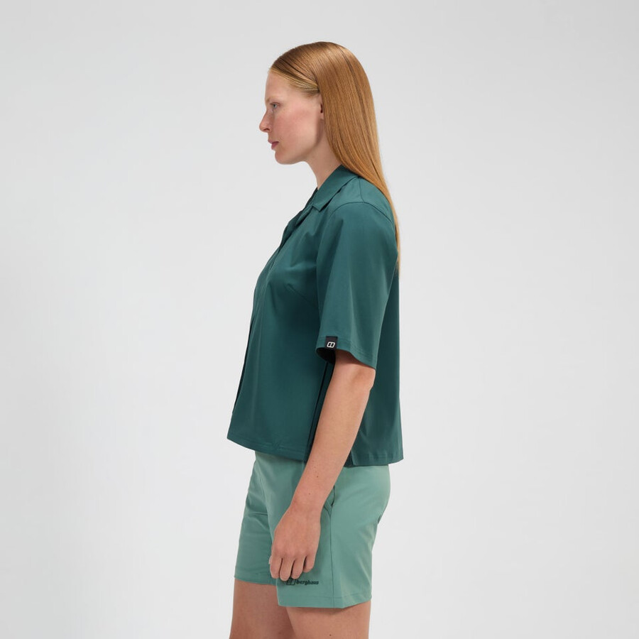 de las mujeres de manga corta explorer overshirt - verde berghaus