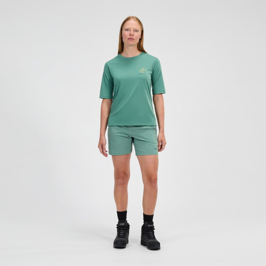 las mujeres de la equinácea camiseta de manga corta - verde berghaus