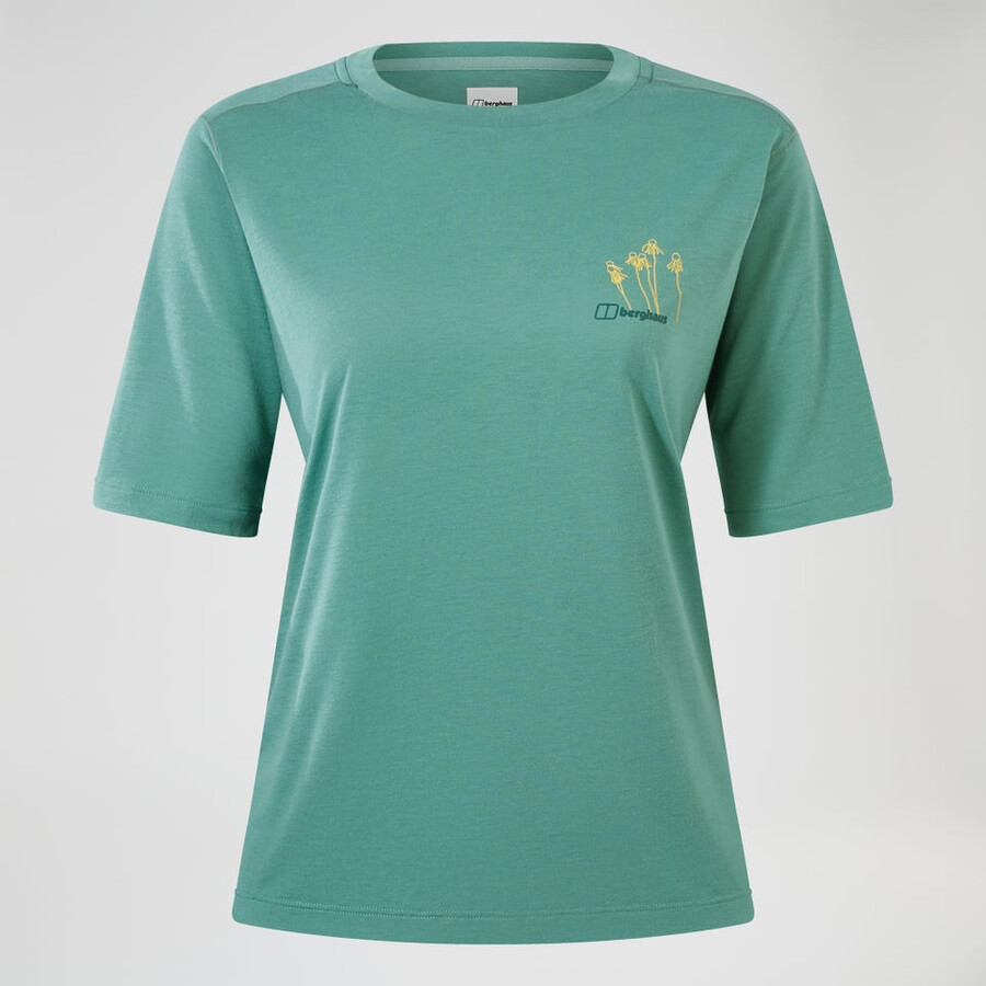 las mujeres de la equinácea camiseta de manga corta - verde berghaus