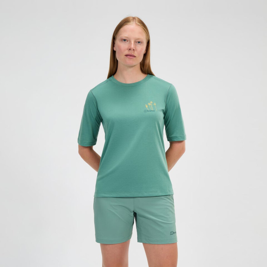 las mujeres de la equinácea camiseta de manga corta - verde berghaus
