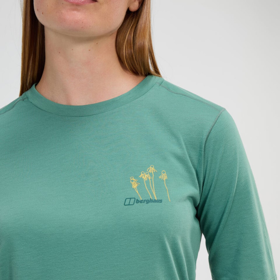 las mujeres de la equinácea camiseta de manga corta - verde berghaus