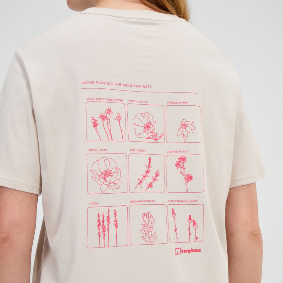 las mujeres de montaje de la botánica camiseta de manga corta de color gris berghaus